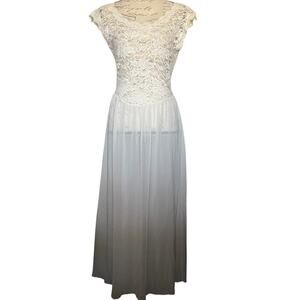 Vtg Victoria's Secret Satin Lace Nightgown Maxi Slip Bride 90s Sexy Fairy